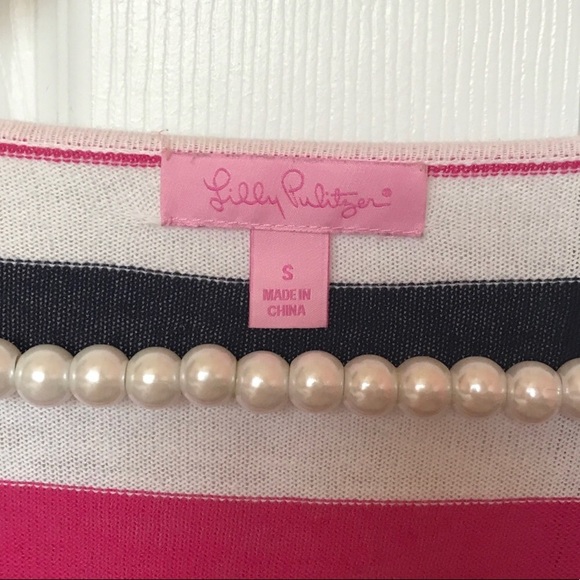 Lilly Pulitzer Navy Pink and White Dolman Sweater - Picture 2 of 2